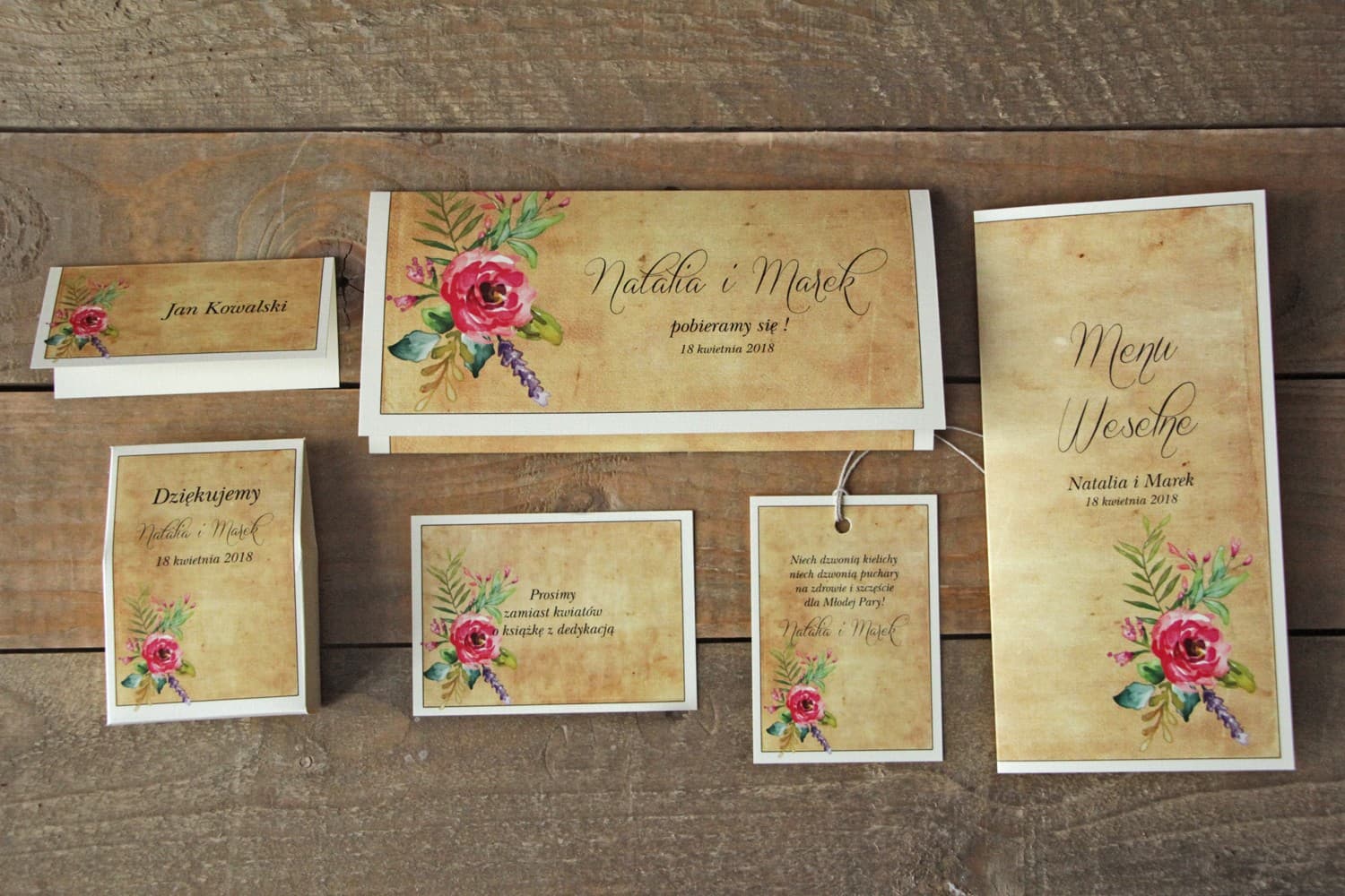 Zestaw Próbek Zaproszeń i Papeterii | Sprawdź Jakość Przed Zamówieniem | Próbki Karmelowe nr 1