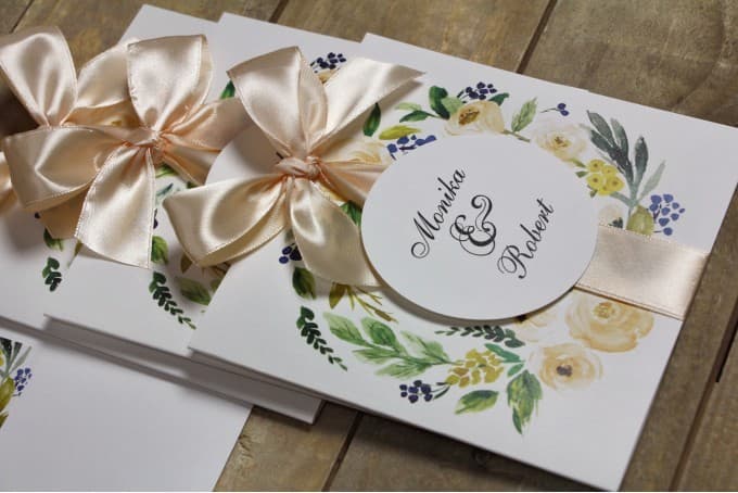 Próbki Zaproszeń Ślubnych Akwarelowe Kwiaty | Zobacz Jakość Przed Zakupem | Akwarele nr 26