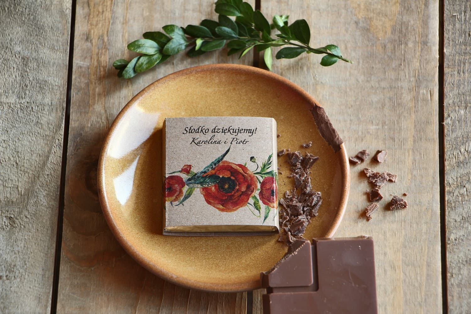 Czekoladki Ślubne z Makami w Eko Papierze | Podziękowania dla Gości Weselnych | Owoce Leśne nr 6