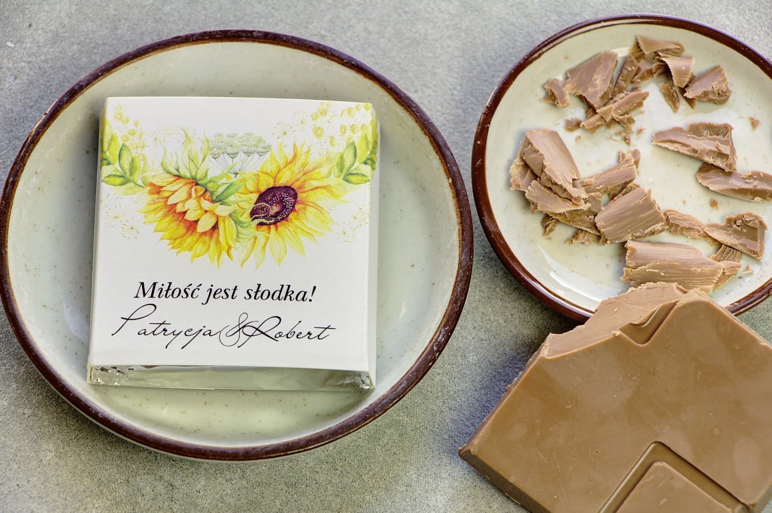 Czekoladki z motywem słonecznika, letnie upominki | Podziękowania dla gości weselnych | Pistacjowe nr 13