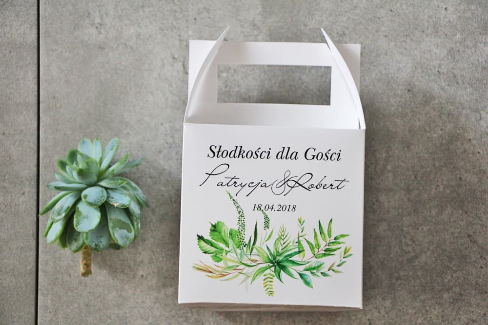 Pudełko na Ciasto Weselne z Rączką Pistacjowe | Personalizowane Podziękowania dla Gości | Pistacjowe nr 20