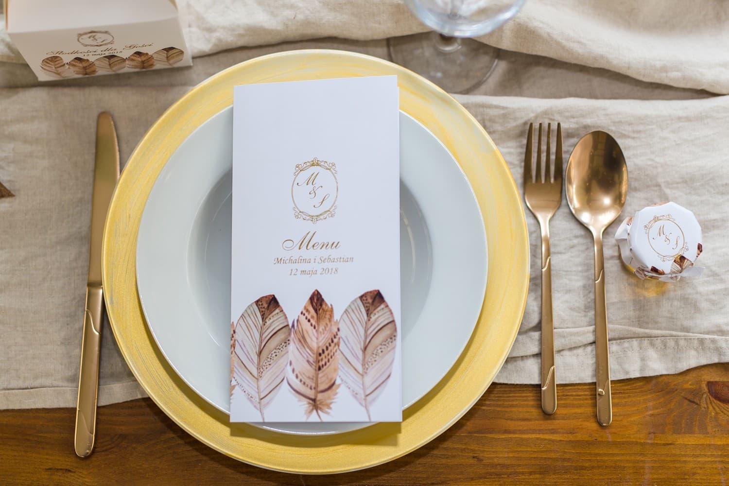 Miodki Ślubne Sorento nr 10 – Polski Miód z Motywem Złotego Piórka - 3