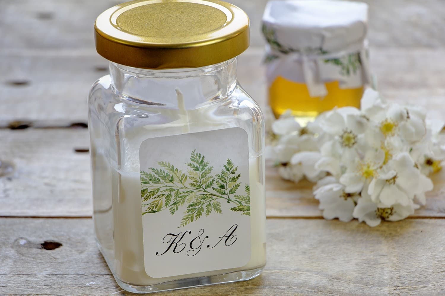 Świeczka Sojowa Kalia nr 1 – Podziękowanie dla Gości z motywem liści paproci