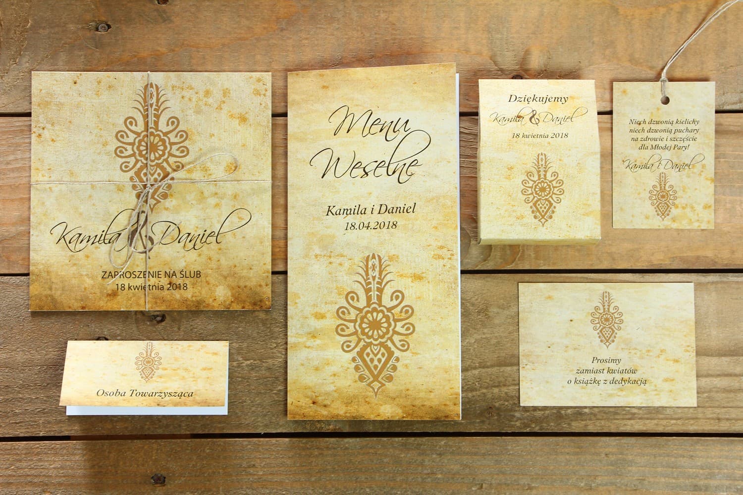 Próbki Zaproszeń Ślubnych Góralskie, Ludowe | Zestaw, Zobacz Jakość na Żywo! | Folk nr 6