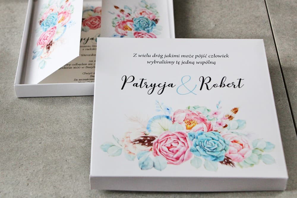 Zaproszenie Pudełkowe Pistacjowe nr 24 – Piwonie i Złocenie