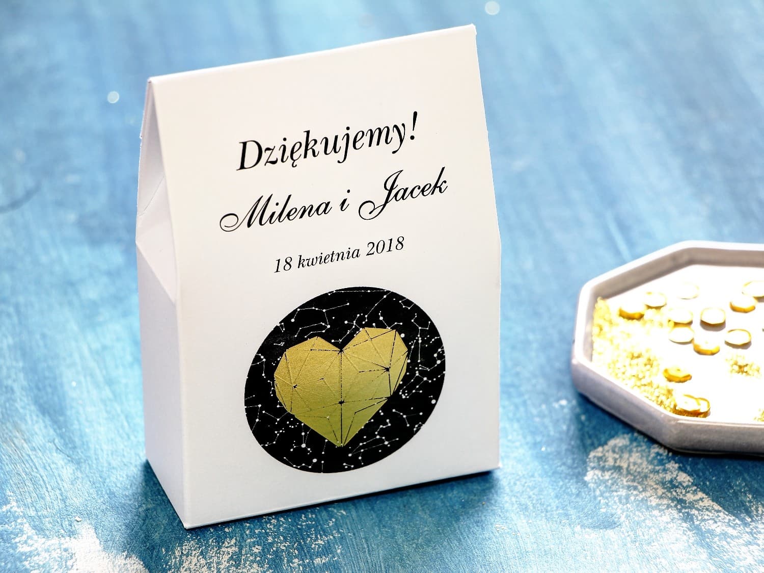 Pudełeczka ze Słodyczami Złote Serce | Podziękowania dla Gości Weselnych | Księżycowa Noc nr 2