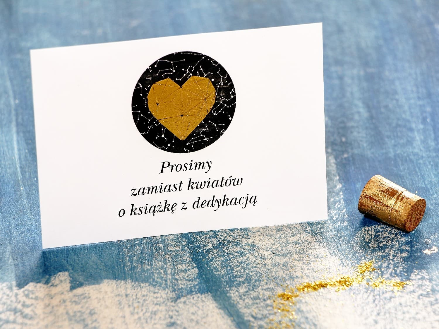 Złocony Bilecik do Zaproszeń Ślubnych | Wkładka Zamiast Kwiatów | Księżycowa Noc nr 2