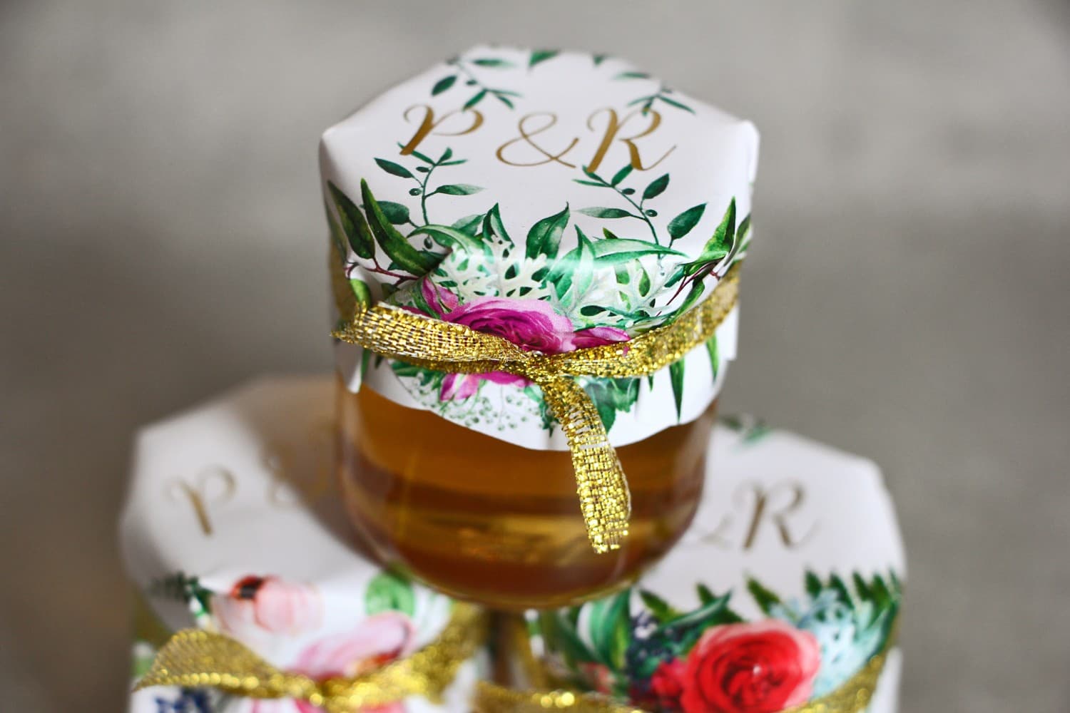 Złocone Miodki Ślubne Cykade nr 4 – Słodkie Podziękowanie z Różami