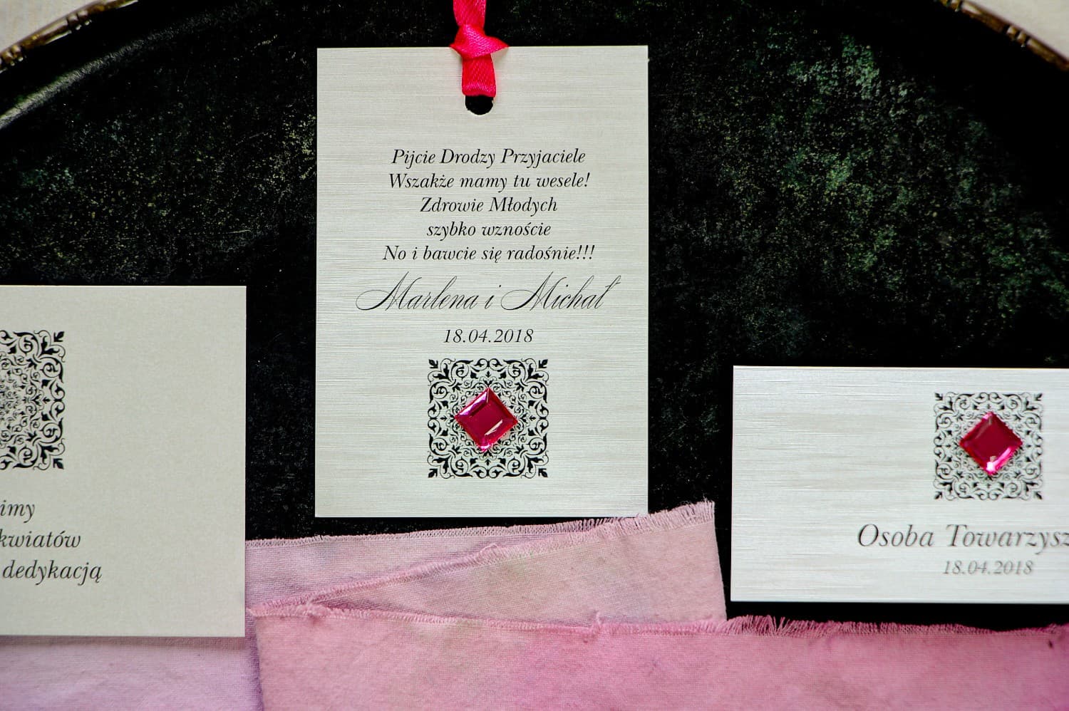 Eleganckie zawieszki na alkohol z cyrkonią, srebrny ornament | Zawieszki na wódkę weselną glamour | Brenet nr 2