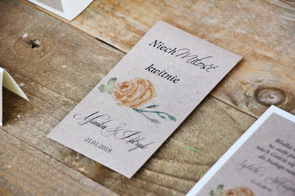 Nasionka Niezapominajki Podziękowania dla Gości z Żółtą Różą | Ekologiczne Upominki Ślubne w Torebce | Margaret nr 3