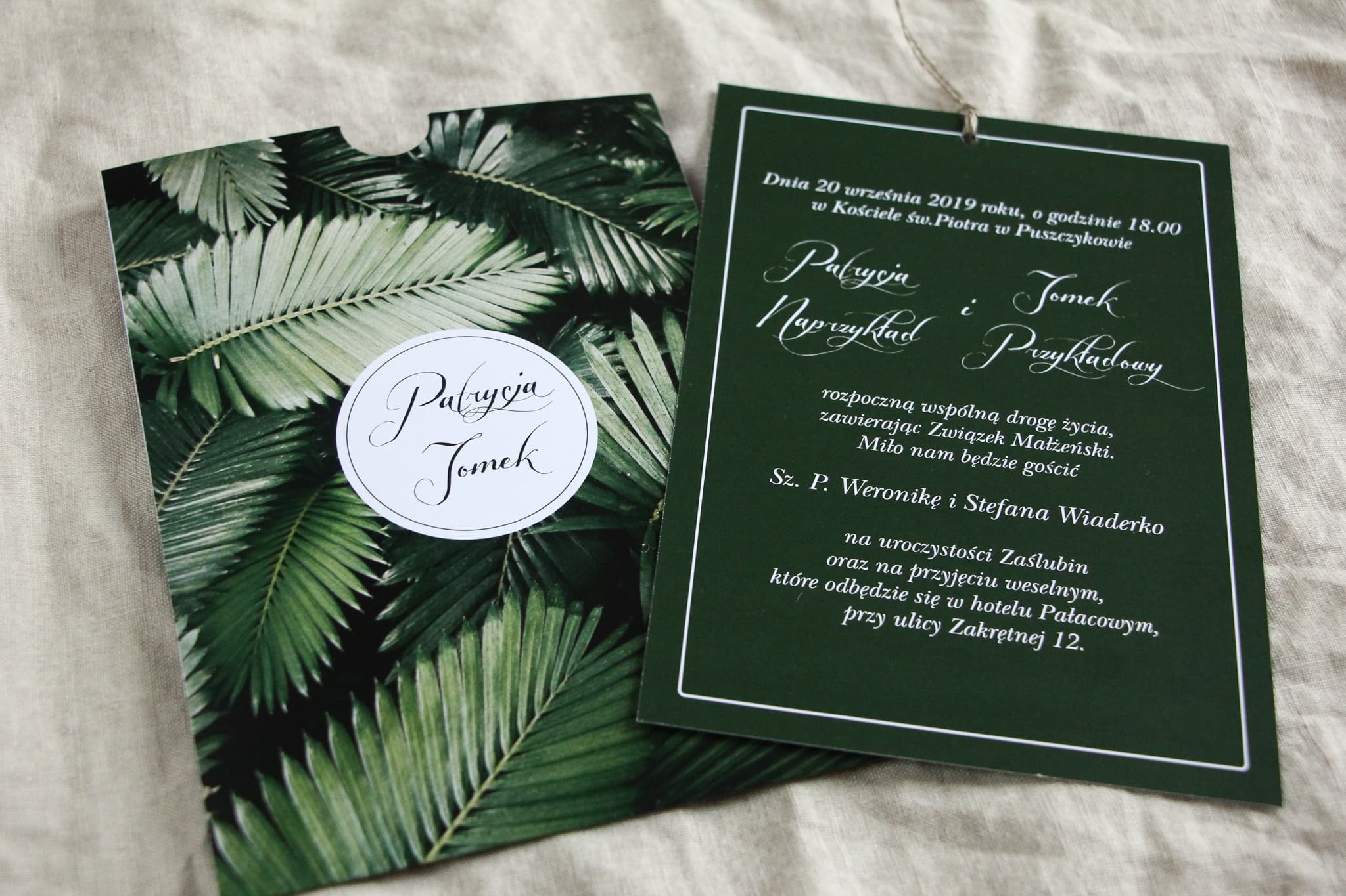 Zaproszenia ślubne w etui z zielonymi liśćmi bananowca – Botanik nr 2 - 3