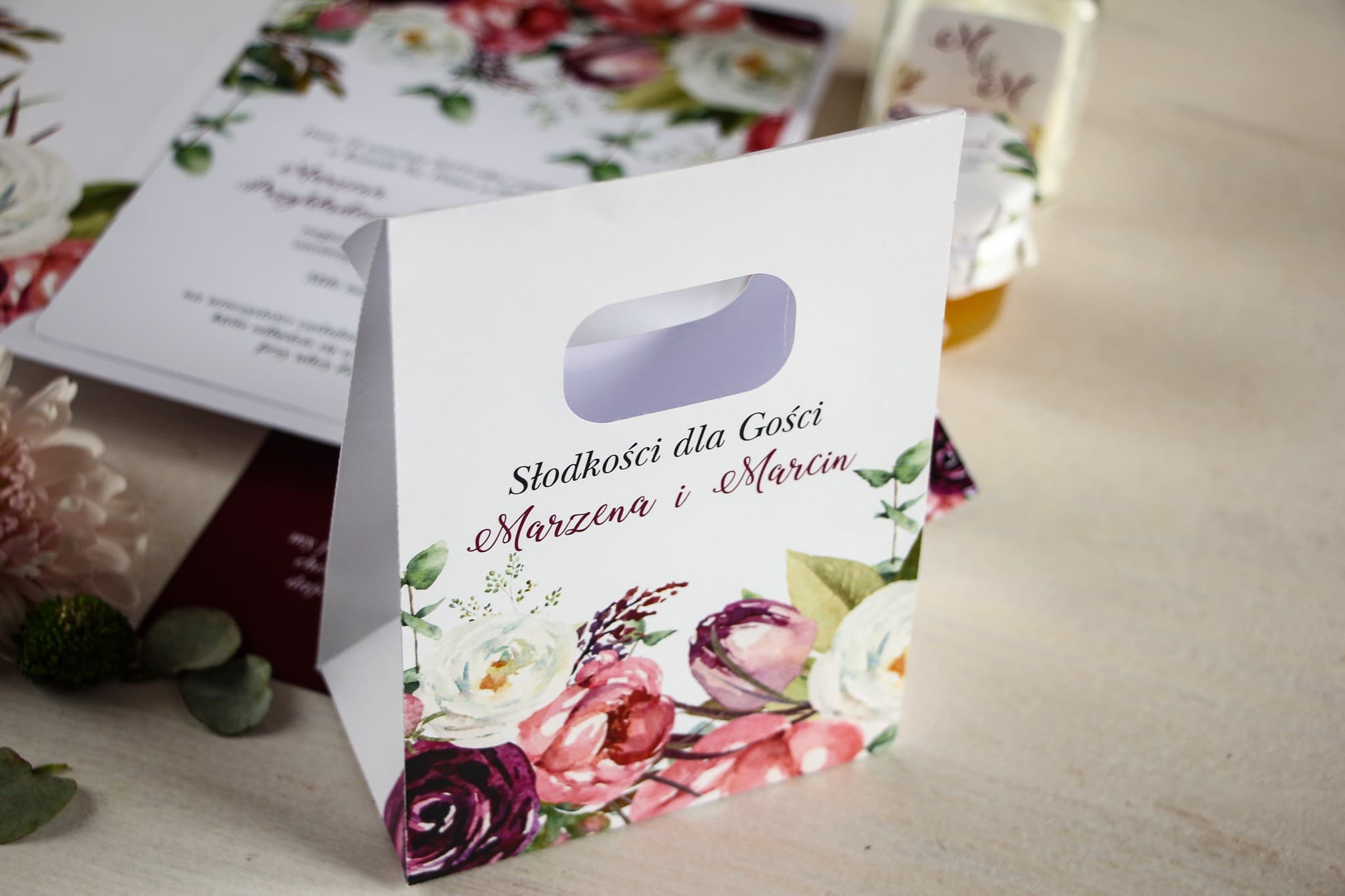 Kwiatowe Torebki na Słodycze i Upominki | Podziękowania dla Gości Weselnych | Aurum nr 5