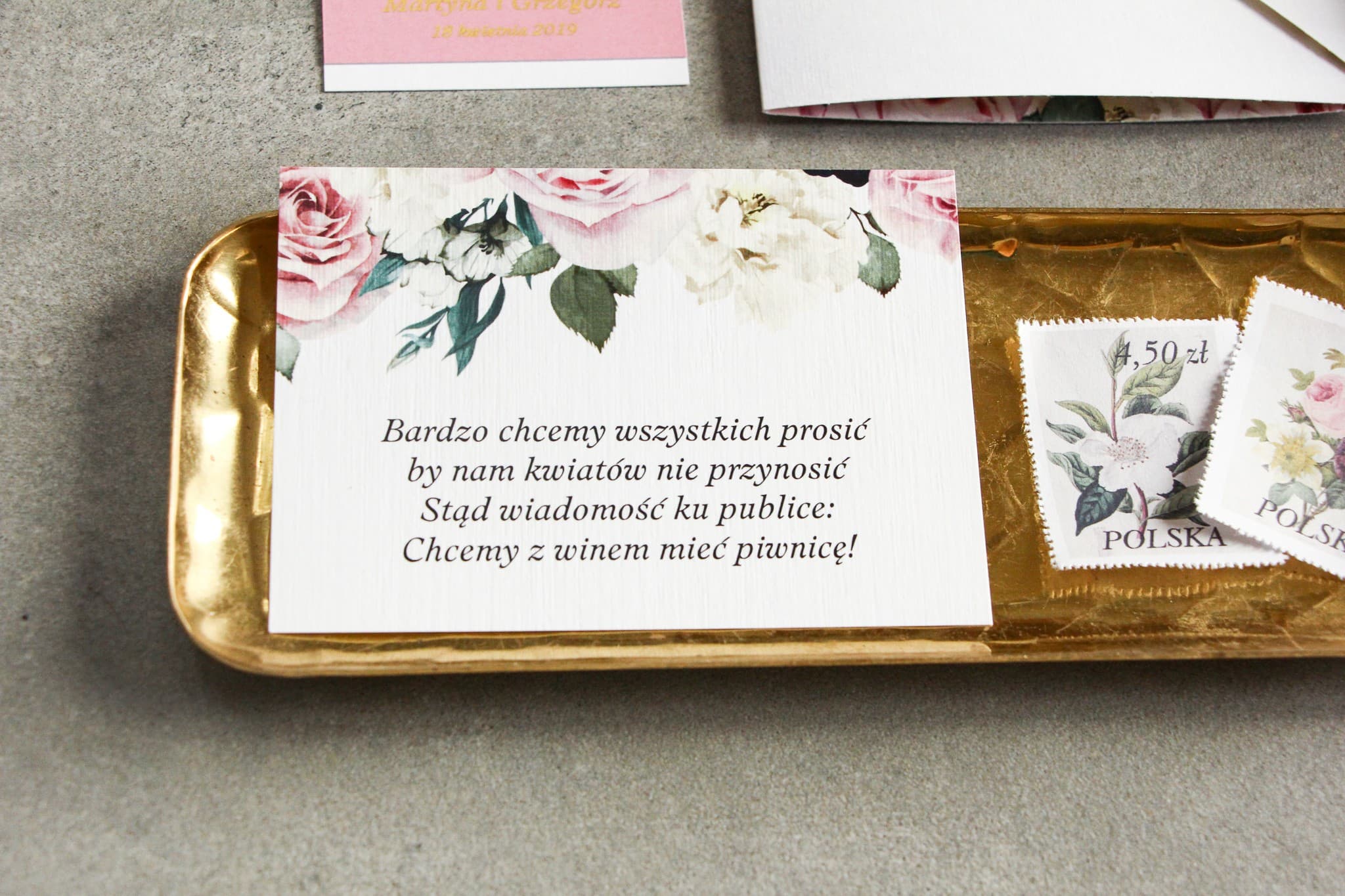 Bileciki do Zaproszeń z Różami i Piwoniami | Wkładki Informacyjne do Zaproszeń Ślubnych | Lotaro nr 4