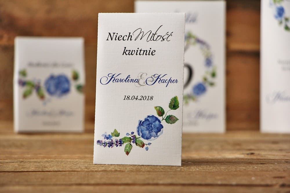 Nasiona Niezapominajki z Chabrami w Stylu Akwareli | Ekologiczne Podziękowania dla Gości Weselnych | Akwarele nr 5