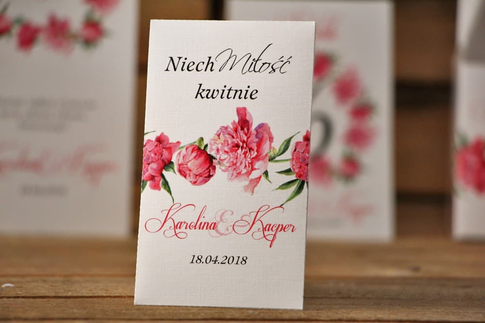 Nasiona Niezapominajki z grafiką w piwonie | Eko Podziękowania dla Gości Weselnych, Personalizowane Upominki | Akwarele nr 6