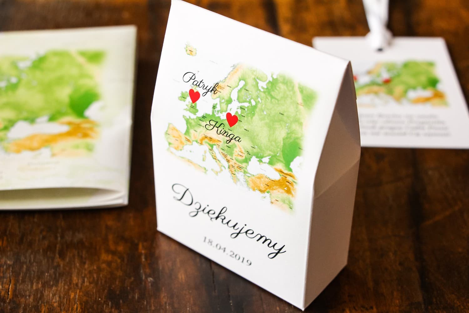 Pudełeczko na słodycze dla gości | Personalizowane podziękowania weselne | Mapa Uczuć nr 2