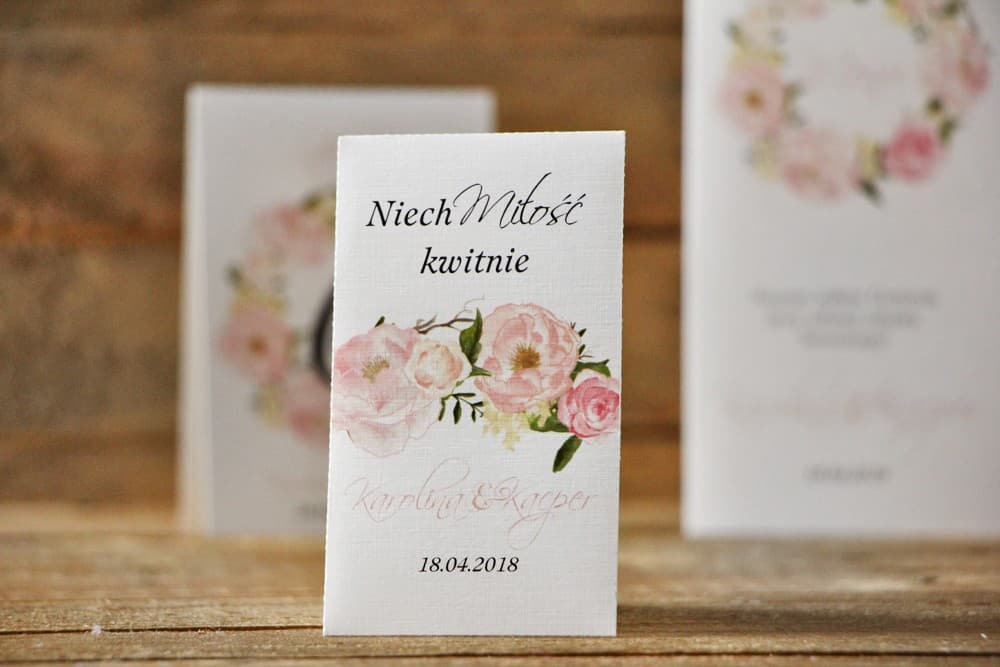 Nasiona Niezapominajki z grafiką Piwonii, Personalizowane | Podziękowania dla Gości Weselnych, Eko Upominki | Akwarele nr 8