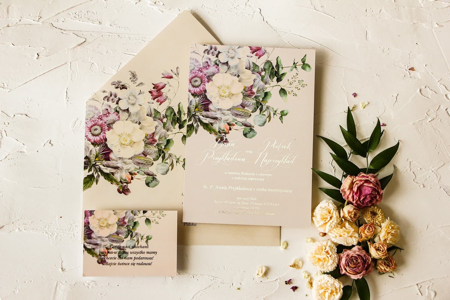 Zaproszenia Ślubne Pastelowe nr 4 – Róże i Złocenie - 2