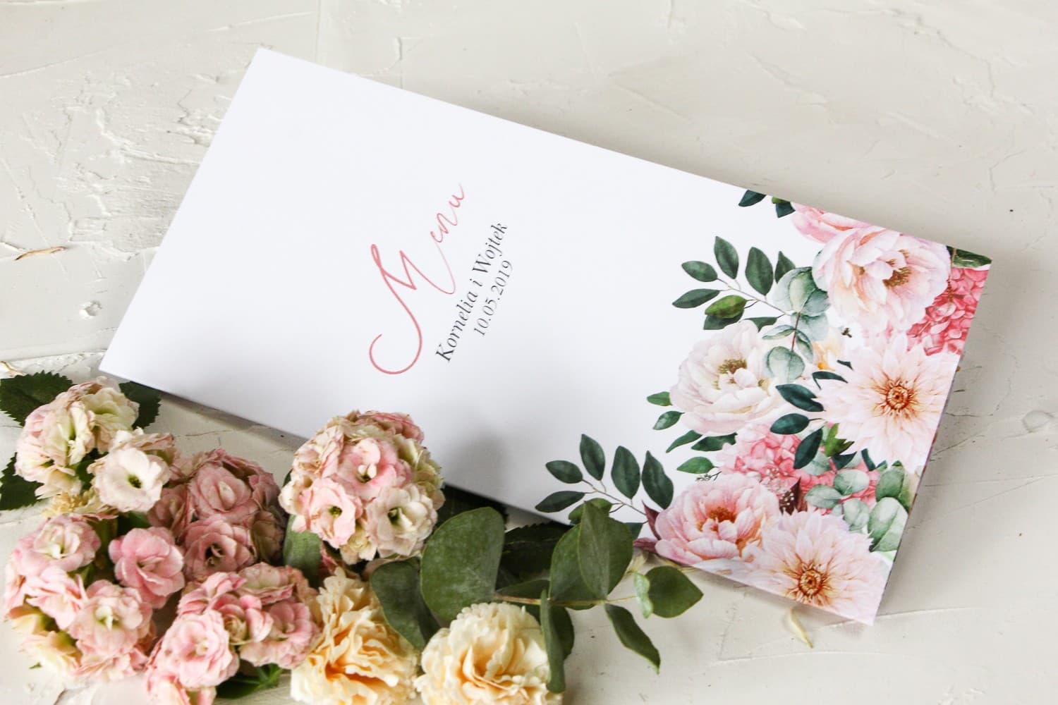 Eleganckie Menu Ślubne z Piwoniami | Kwiatowa Oprawa Stołu | Wenis Nr 6