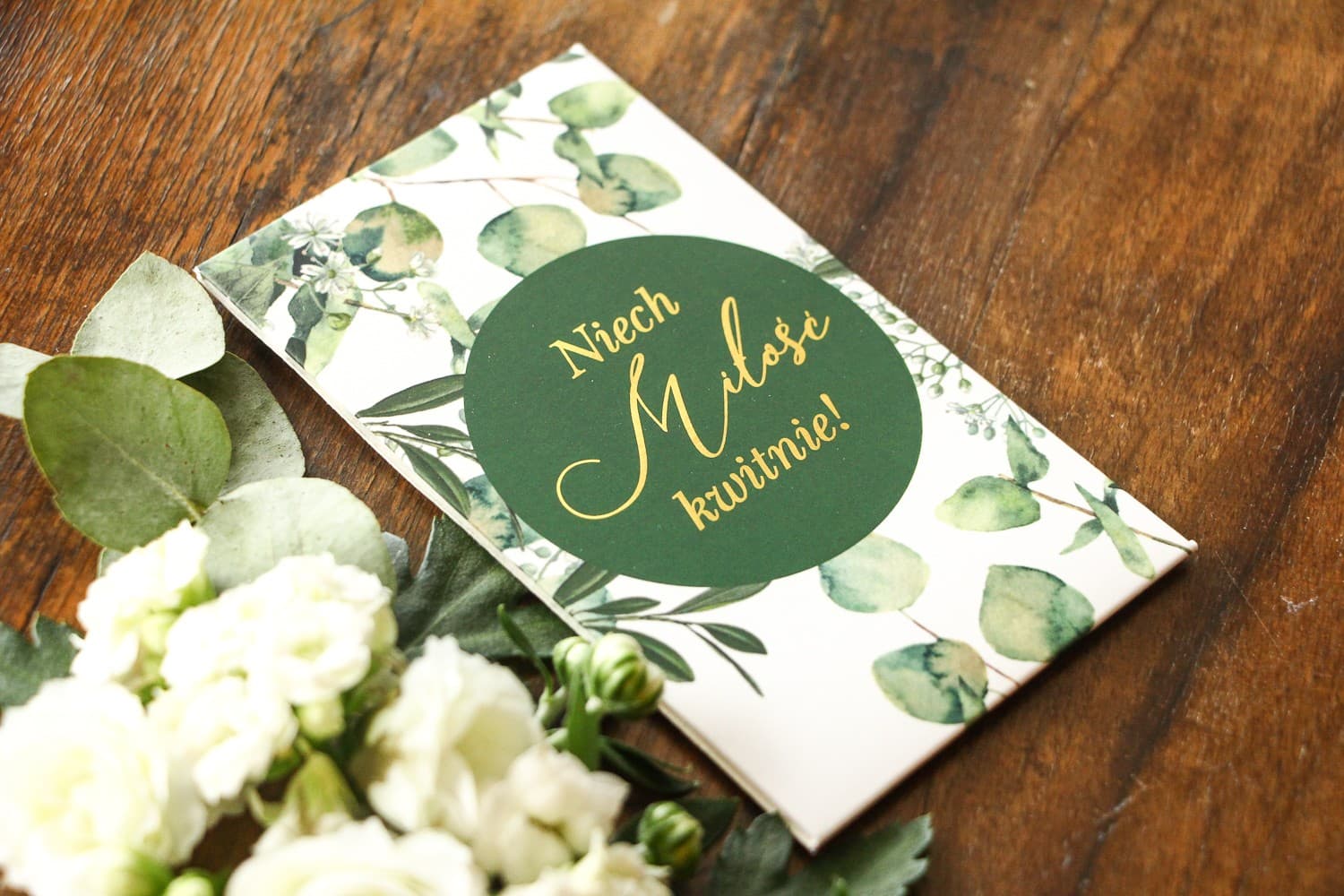 Złocone Podziękowania Nasiona Niezapominajki | Upominki dla Gości Weselnych z Eukaliptusem | Soreli nr 5