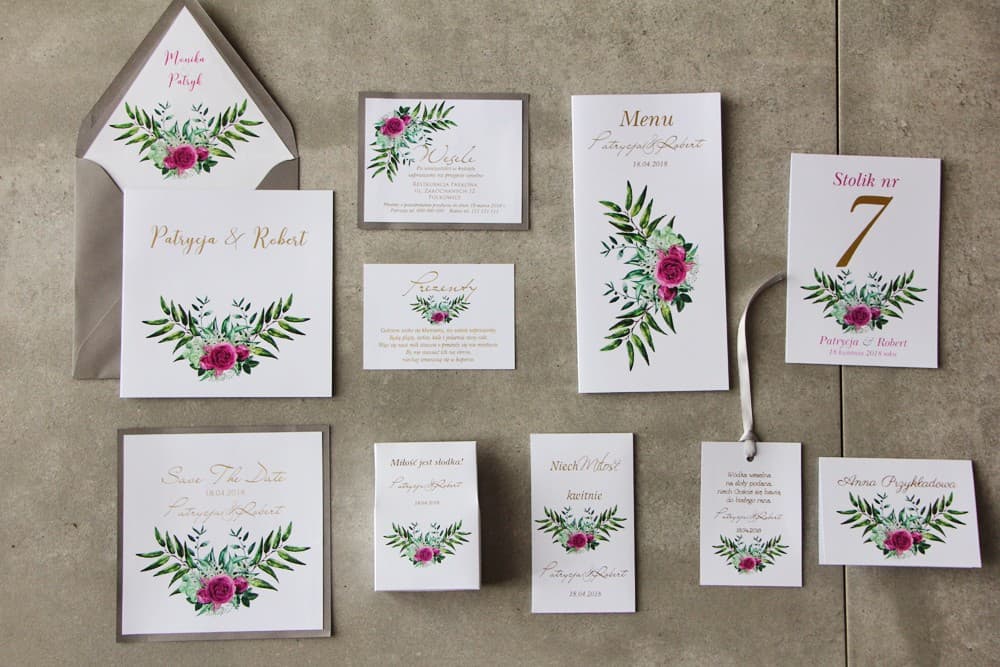 Zaproszenie Weselne Cykade nr 4 – Złocenie i Róże