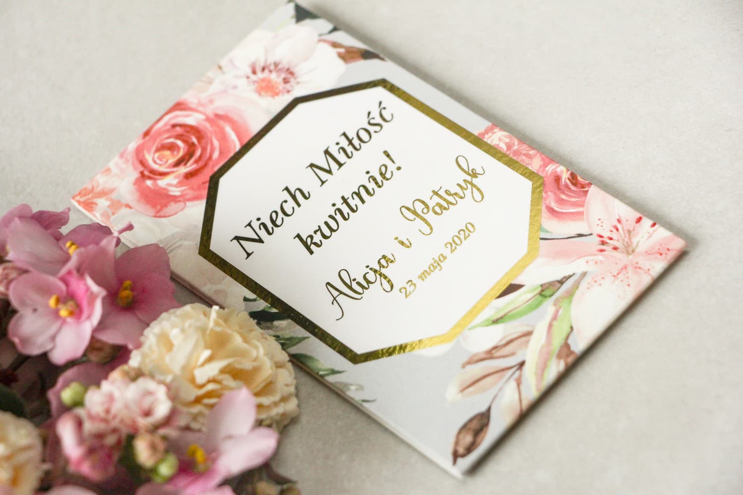 Złocone Podziękowania dla Gości Nasiona Niezapominajki | Oryginalne Upominki Weselne | Lotus nr 1