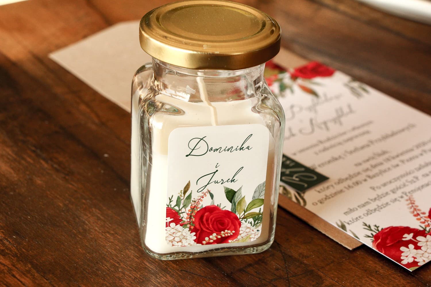 Świeczka Sojowa Delize nr 2 – Podziękowanie dla Gości z Motywem Czerwonej Róży