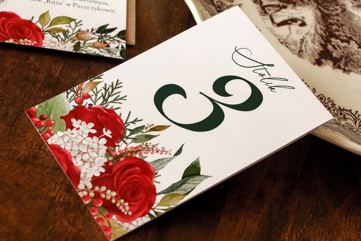 Numerki na Stół Weselny Czerwona Róża | Stojąca Numeracja Stołów Personalizowana | Delize nr 2