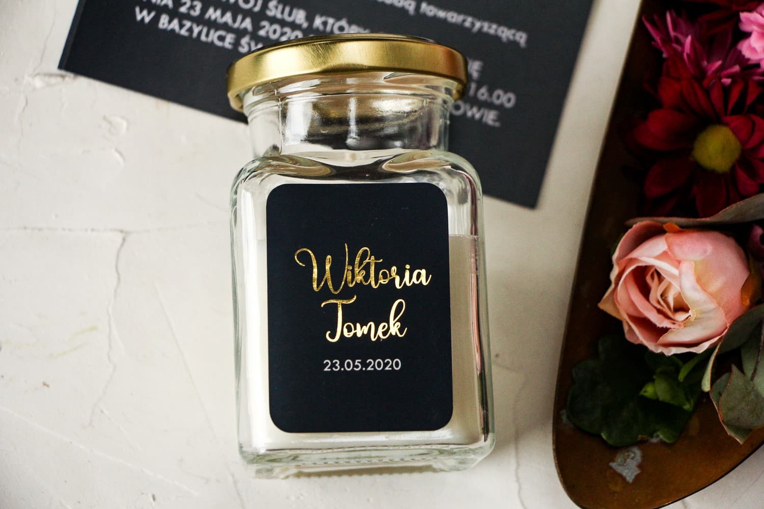 Świeczka Sojowa Emerald nr 1 – Podziękowanie dla Gości w Stylu Glamour