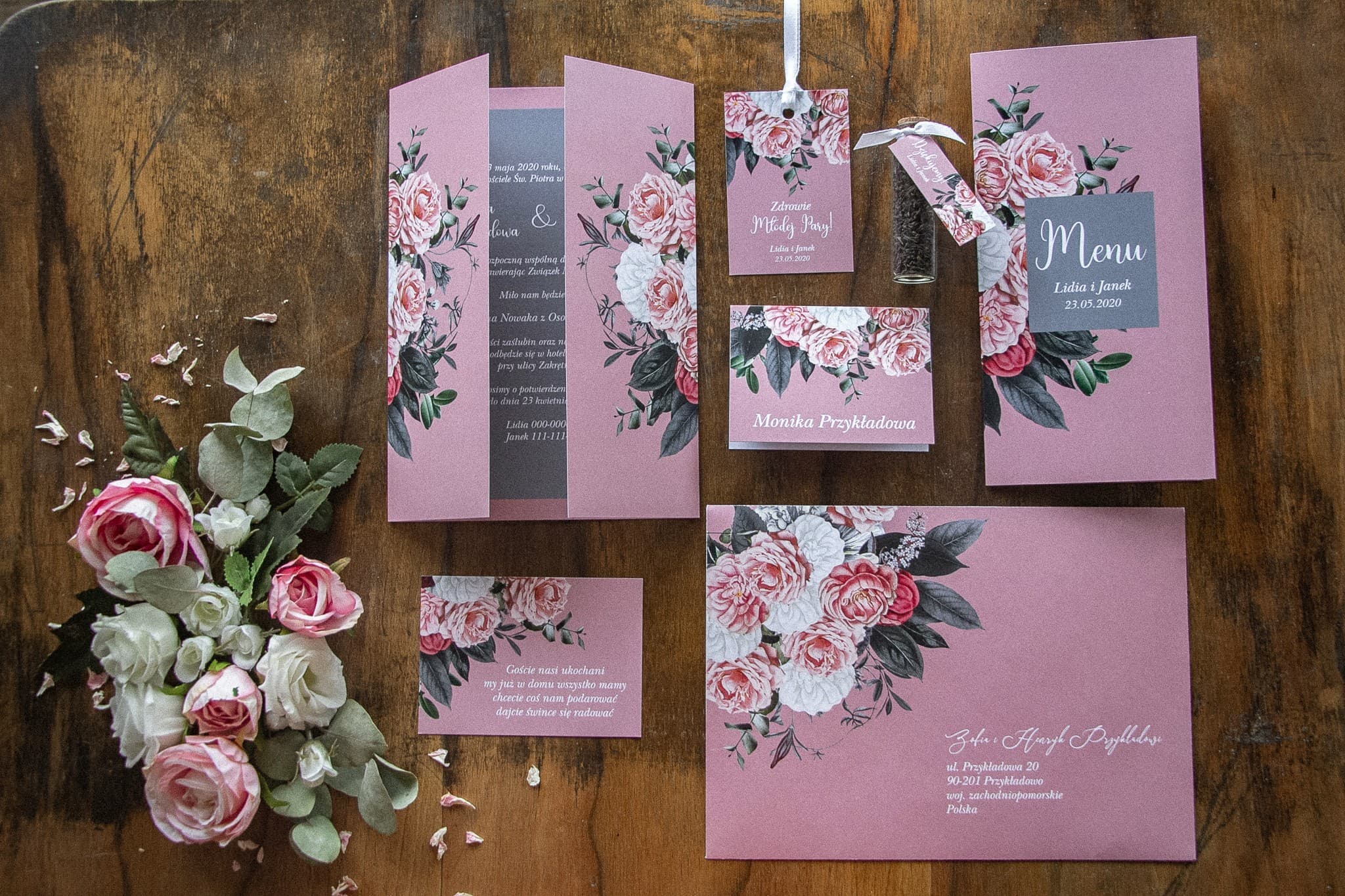 Zaproszenia Ślubne Eteryczne nr 3 – Pudrowy Róż Glamour - 3