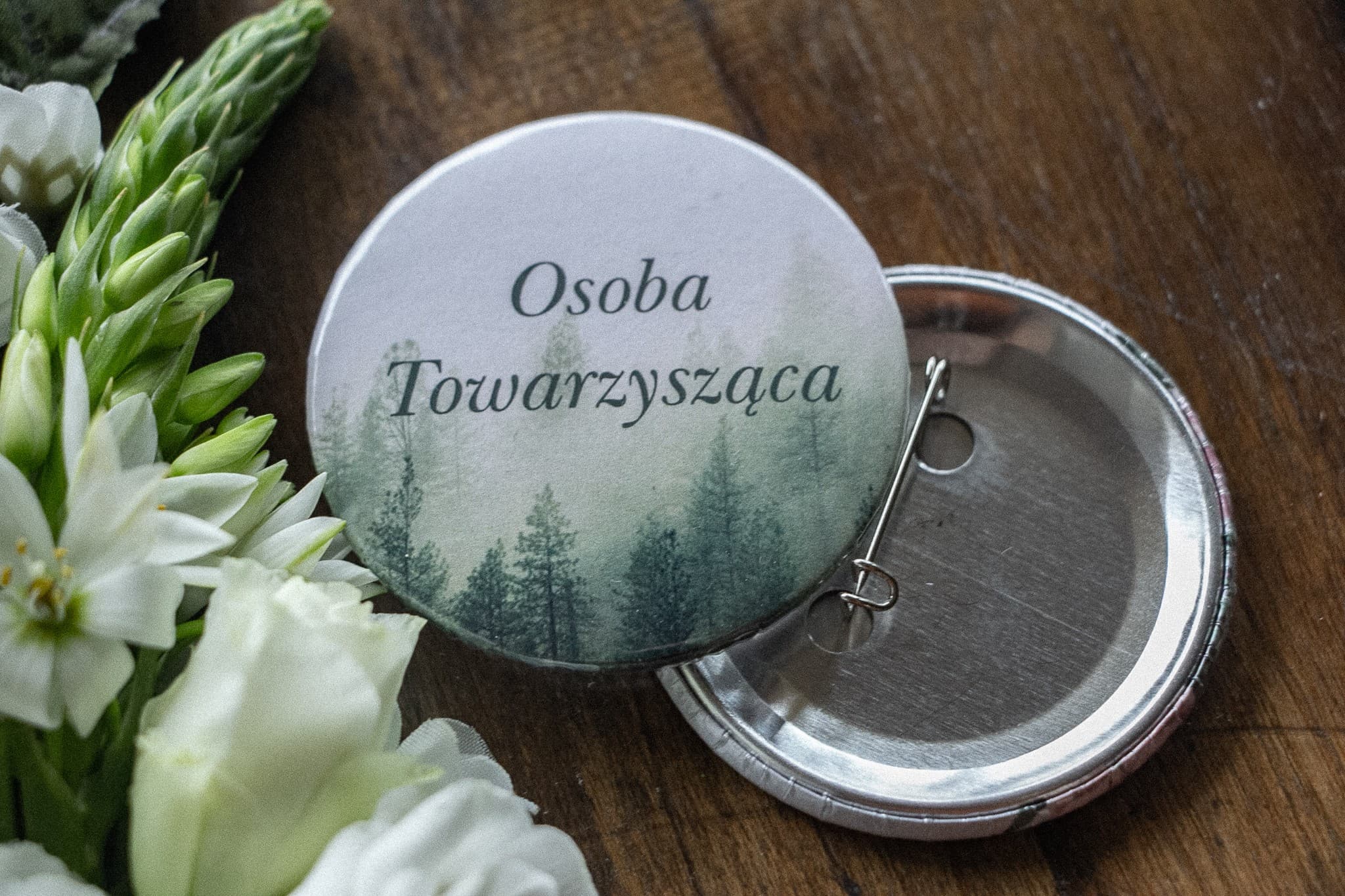 Przypinki Podziękowania dla Gości Leśny Motyw | Przypinki Ślubne, Winietki Weselne | Eteryczne nr 6