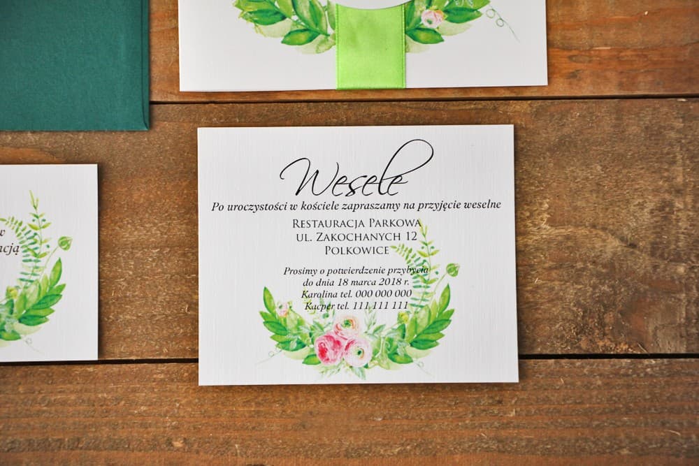 Akwarelowe Wkładki do Zaproszeń Różowe Jaskry | Bileciki Informacyjne, Zamiast Kwiatów, RSVP | Akwarele nr 22