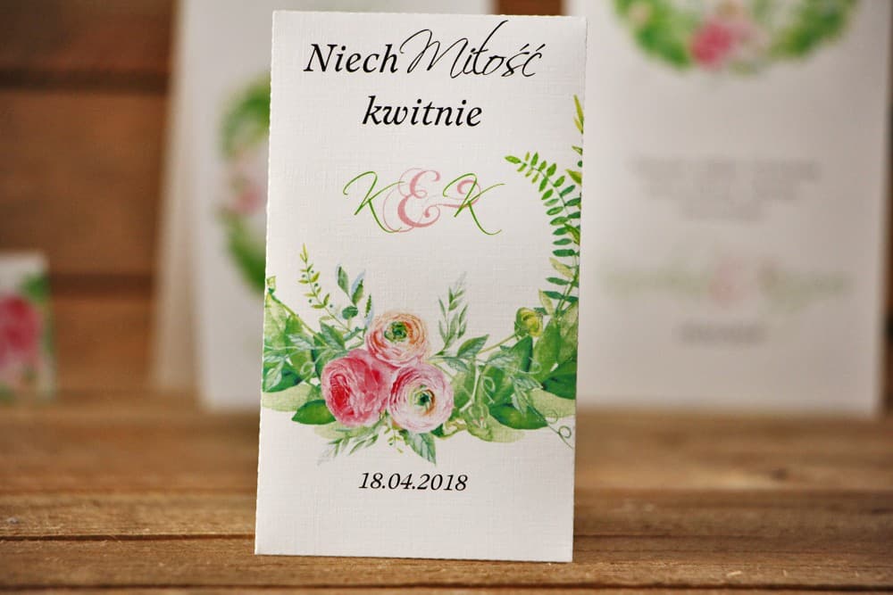 Eko Podziękowania dla Gości Nasionka Niezapominajki, Akwarelowe Jaskry | Oryginalne Upominki Ślubne | Akwarele nr 22