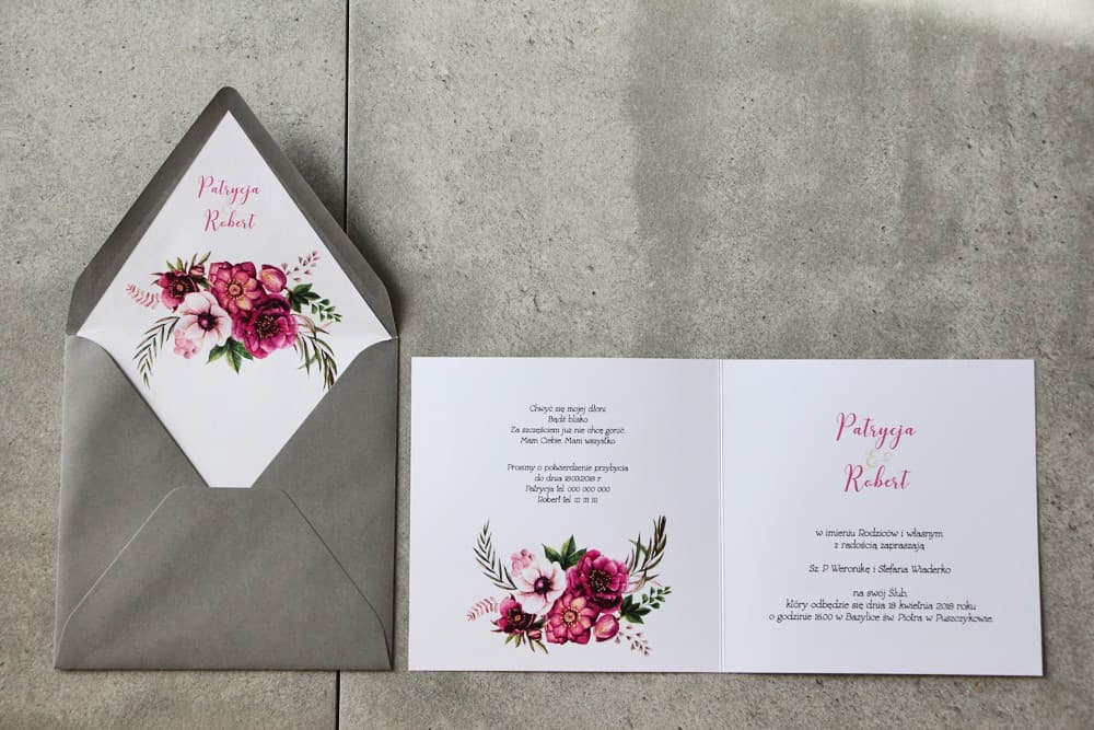 Zaproszenia Ślubne Cykade nr 5 – Złocone Anemony - 3