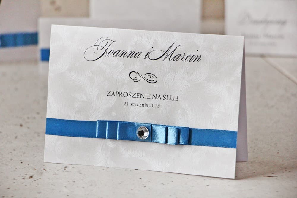 Zaproszenia ślubne z perłowego papieru z ozdobnymi cyrkoniami – Amaretto nr 4