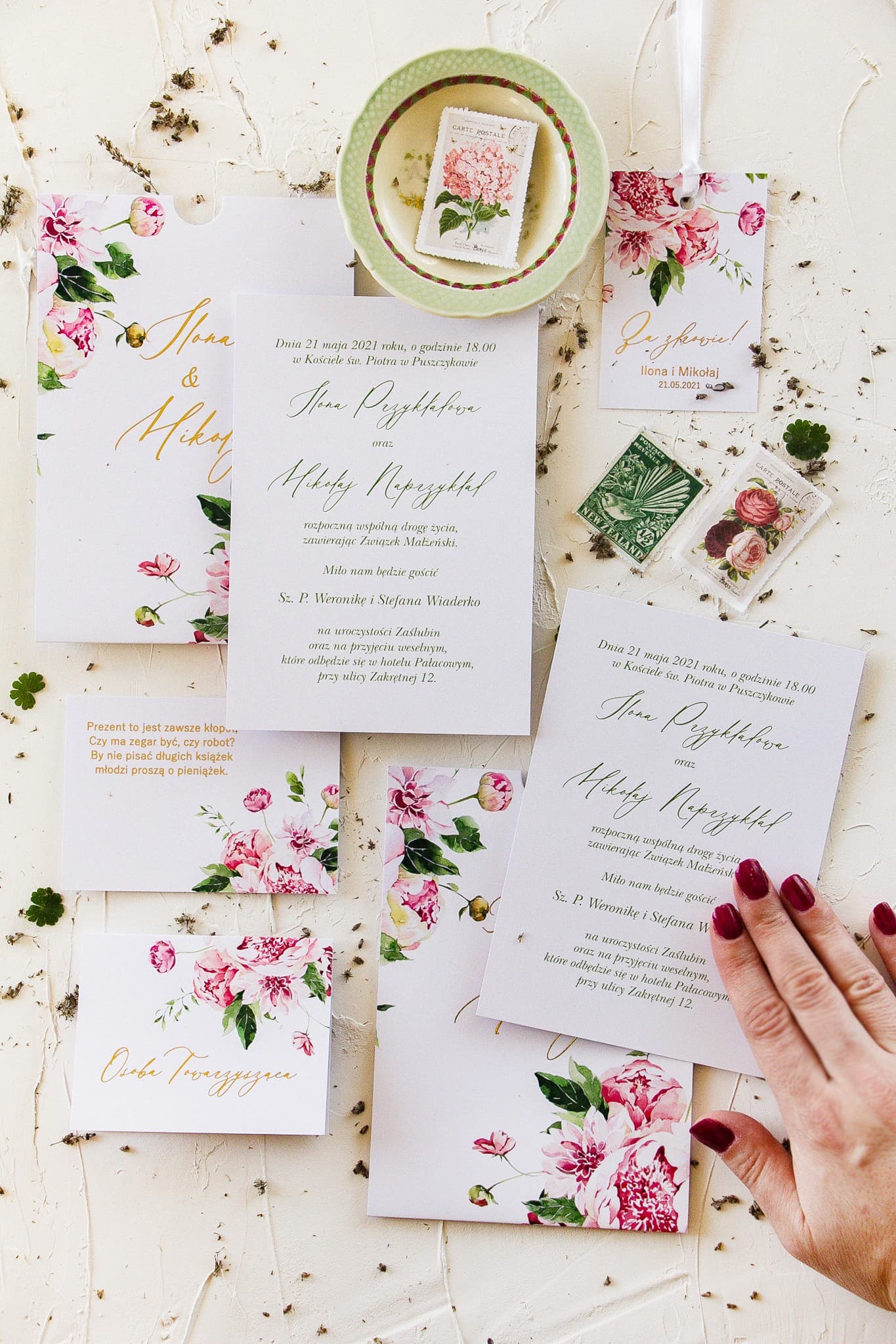 Zaproszenie Na Wesele Serenity nr 3 – Minimalistyczne z Piwonią