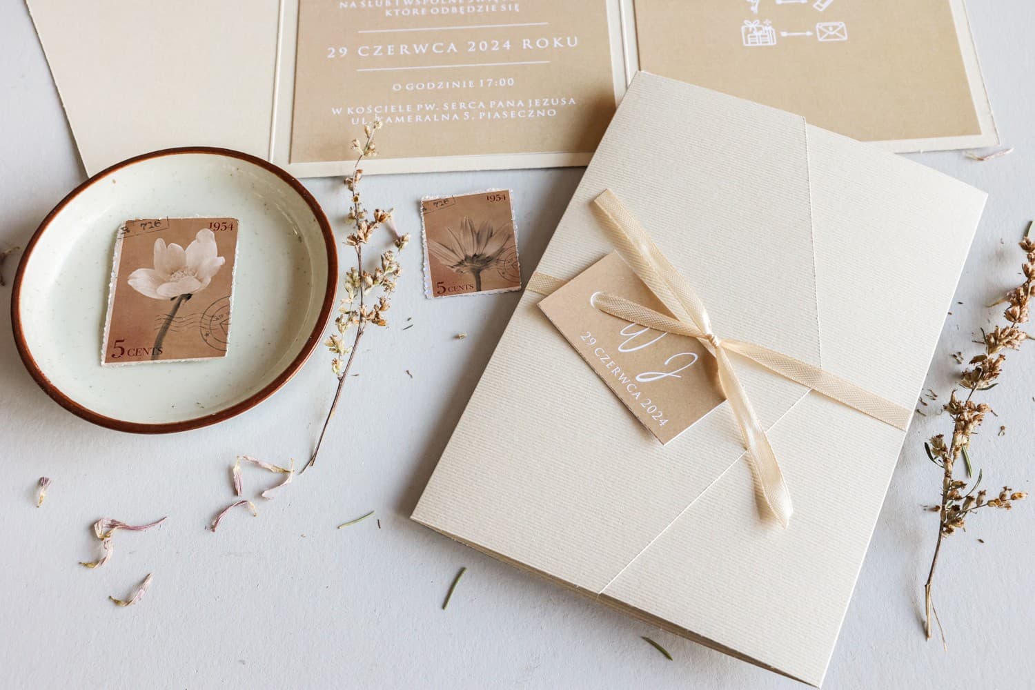 Próbka Zaproszenia Ślubnego Kraft | Zobacz Jakość Papieru i Druku na Żywo | Avril nr 13