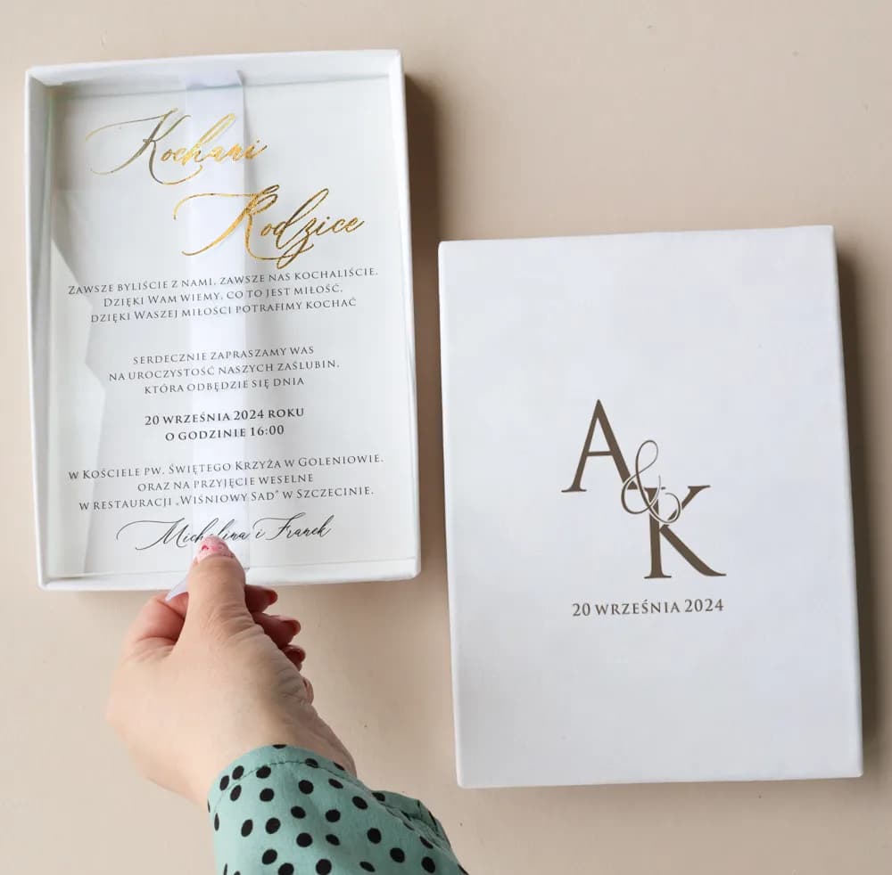 Podziękowania dla rodziców na szkle ze złoceniem i zieloną gałązką Ruskus nr 13