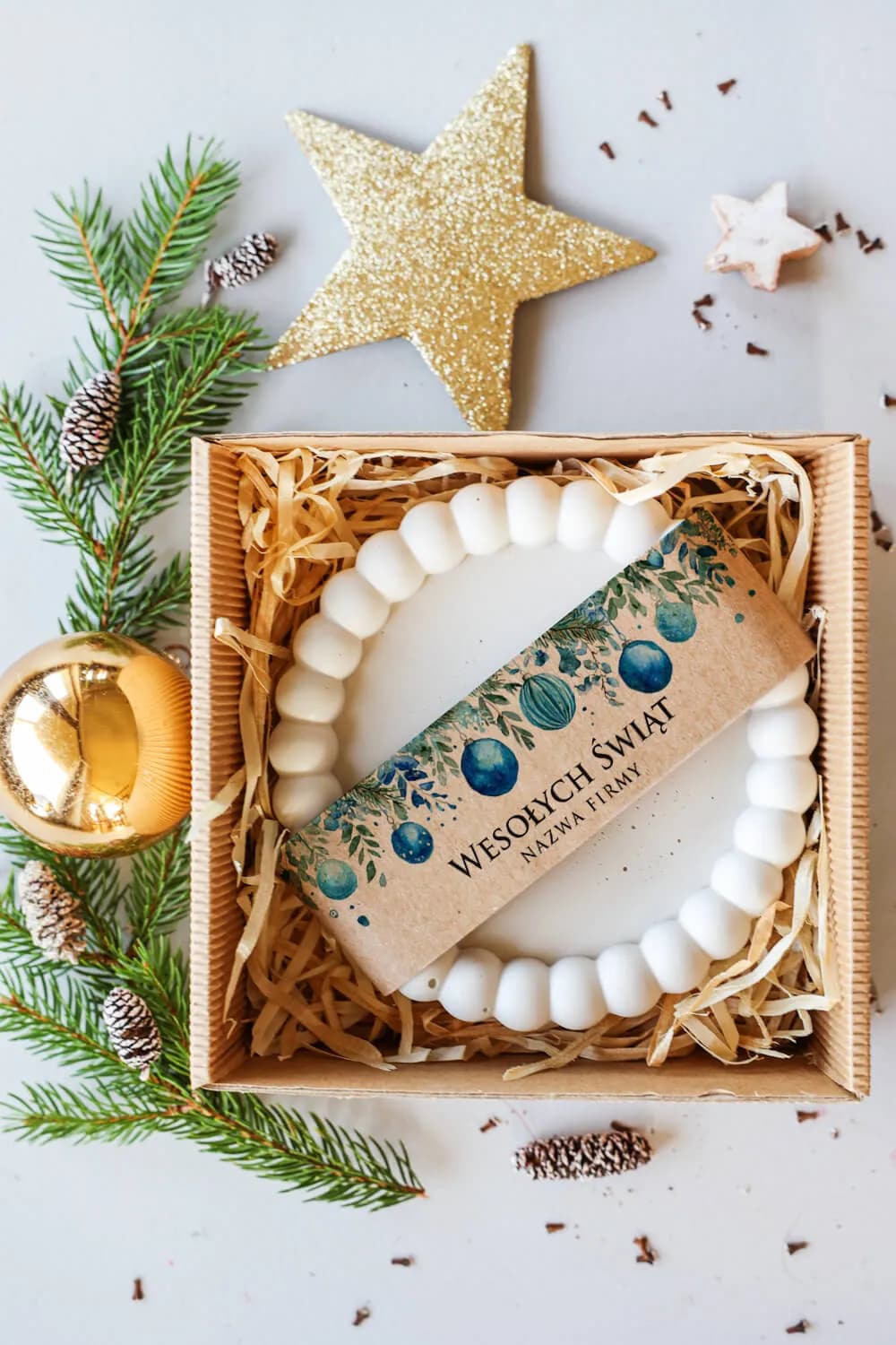 Elegancki Box Prezentowy z Podstawką z Gipsu i Twoim Logo | Świąteczne Upominki Biznesowe dla Firm | Box nr 28