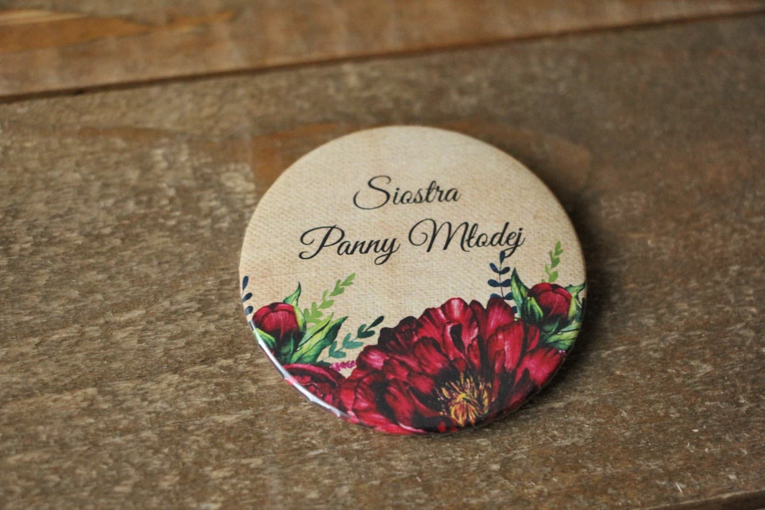 Rustykalne przypinki z piwoniami, bordowe dodatki | Przypinki ślubne dla gości weselnych | Karmelowe nr 6